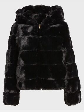 BCBG MAXAZRIA Women’s Black Hooded Full Zip Lined Short Puffer Jacket Size S